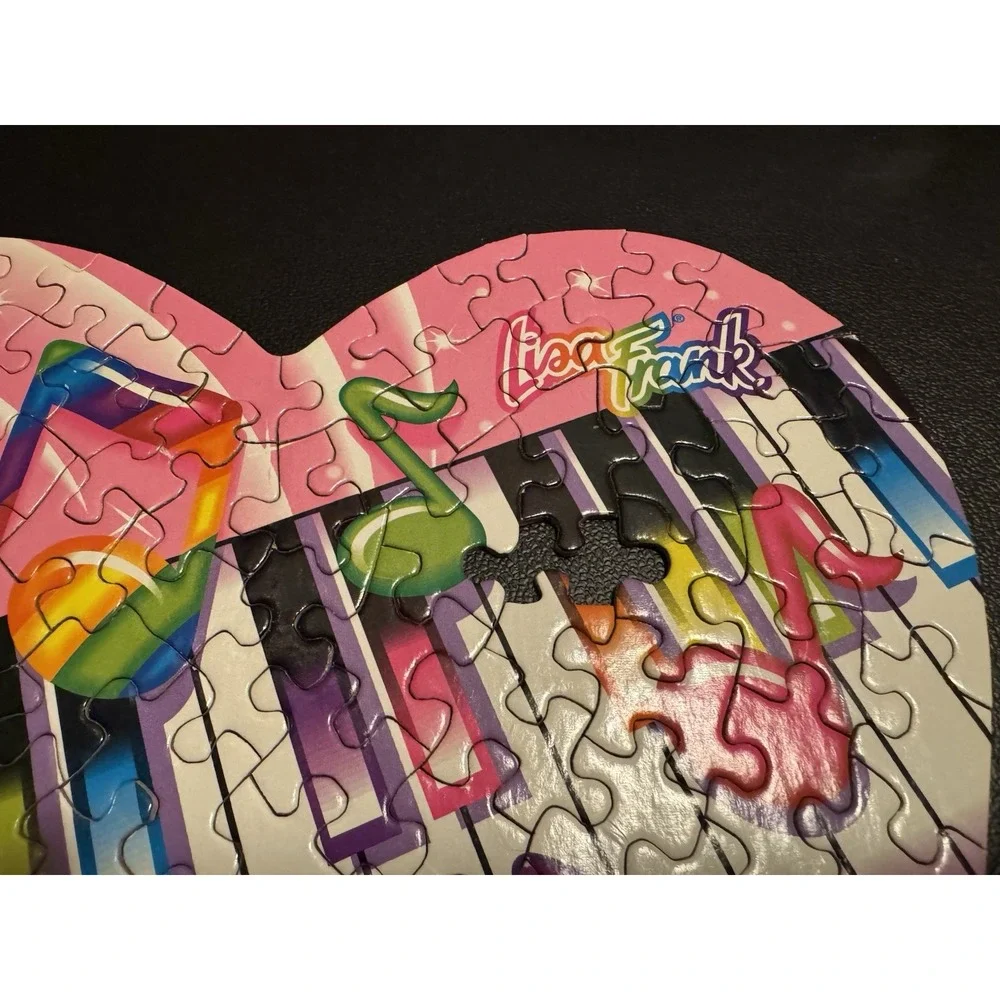 2x Lisa Frank Heart Shaped Puzzle Rose Art 1992 Vintage Piano - Missing Pieces